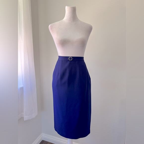 Vintage ‘90s Dark Purple Pencil Midi Skirt - Picture 3 of 10